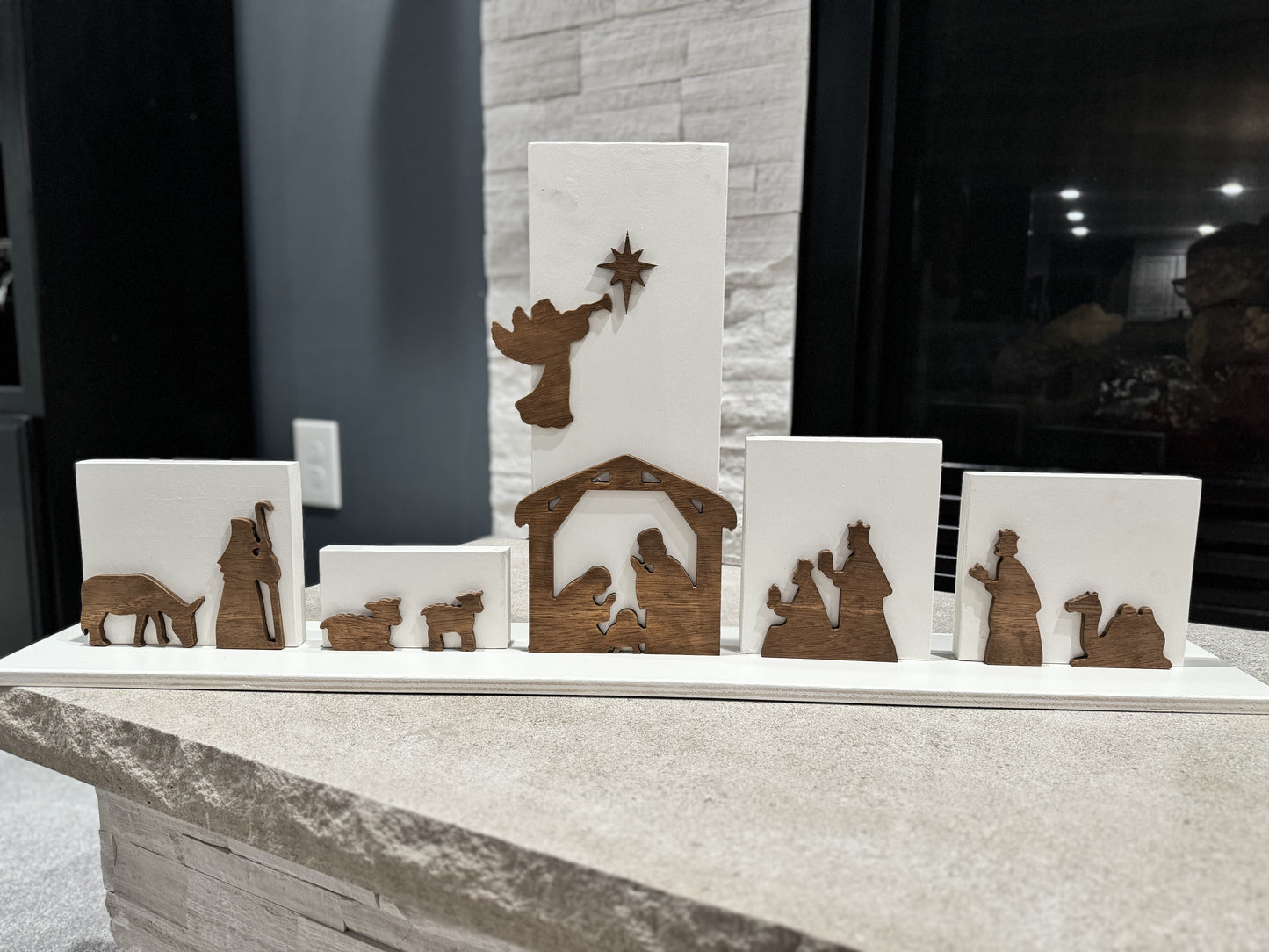 Christmas Nativity - Stained on White Board